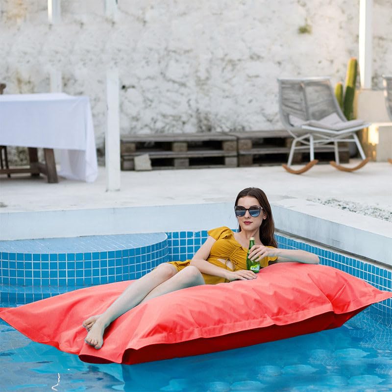 Housse De Pouf D'Extérieur Pouf Géant Intérieur Et Extérieur Coussin Plage Extérieur Imperméable Géant Pouf XXL Flottant pour Piscine(sans Remplissage),Rouge,180 Cm * 140 Cm