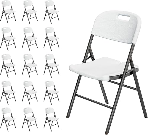 Miniatura 9 de Paquete de 10 sillas plegables negras, sillas plegables de plástico para interiores y exteriores, capacidad de 159 kg, silla plegable portátil para