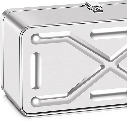 Miniatura 3 de KIZQYN Caja de herramientas para el hogar caja de herramientas de metal de acero inoxidable con bandeja extraíble y asas de transporte organizadores