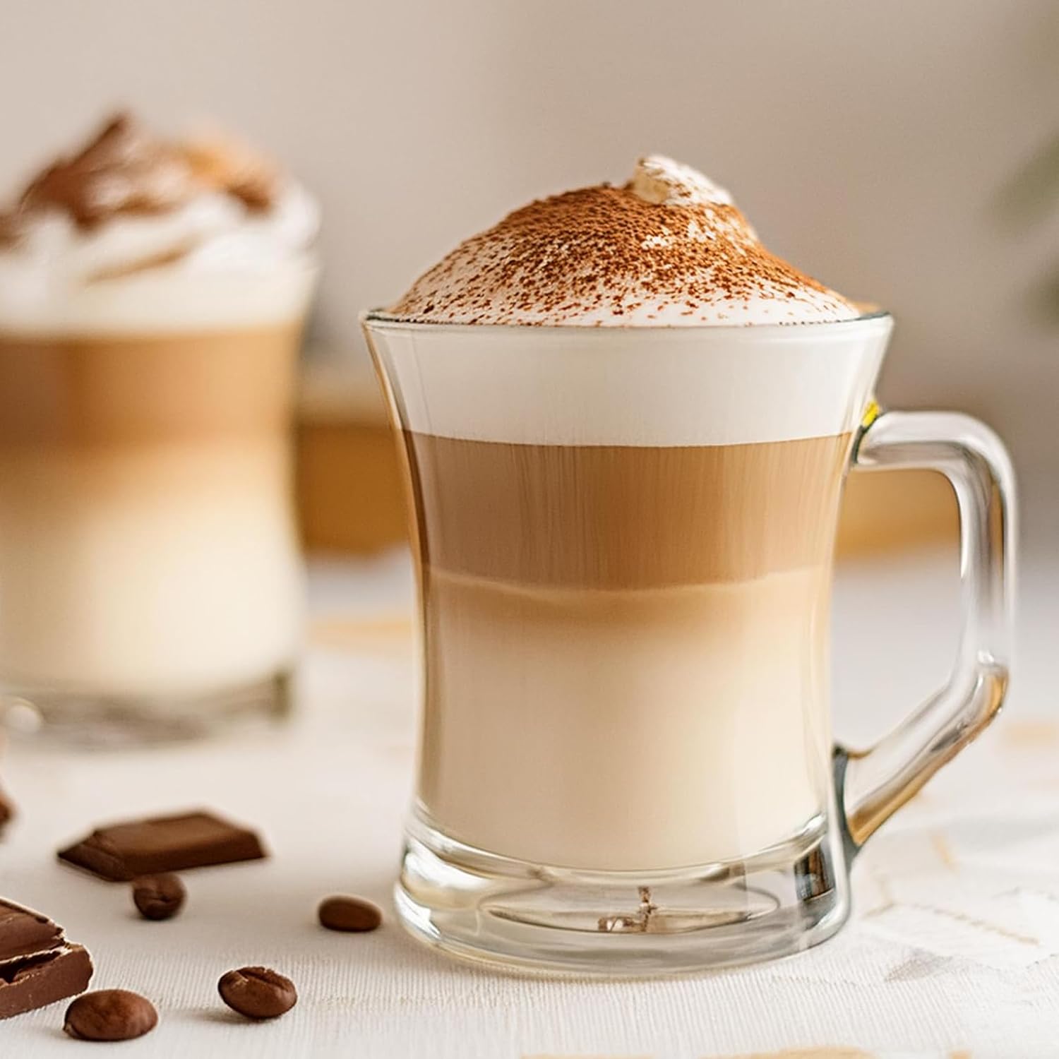 Coffee Glass Coffee Glass with Handle Tea Glasses Mug 200 ml Robust Dishwasher Safe High Gloss Transparent