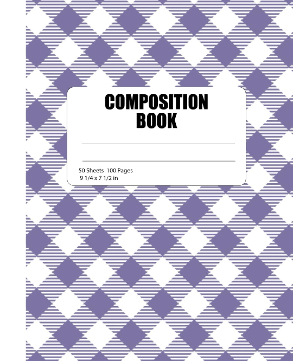 Composition Book: Purple & White Diagonal Gingham: College Ruled 100 Pages 7.5" x 9.25"