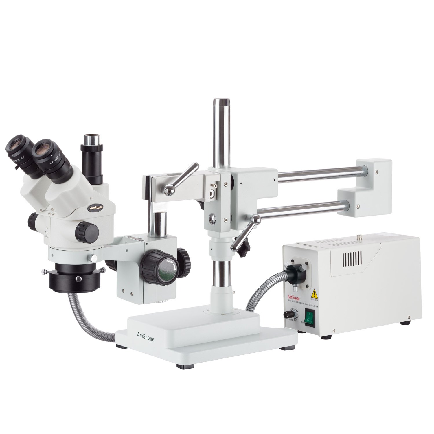 AmScope 3.5X-180X Simul-Focal Stereo Lockable Zoom Microscope with a Fiber Optic Ring Light