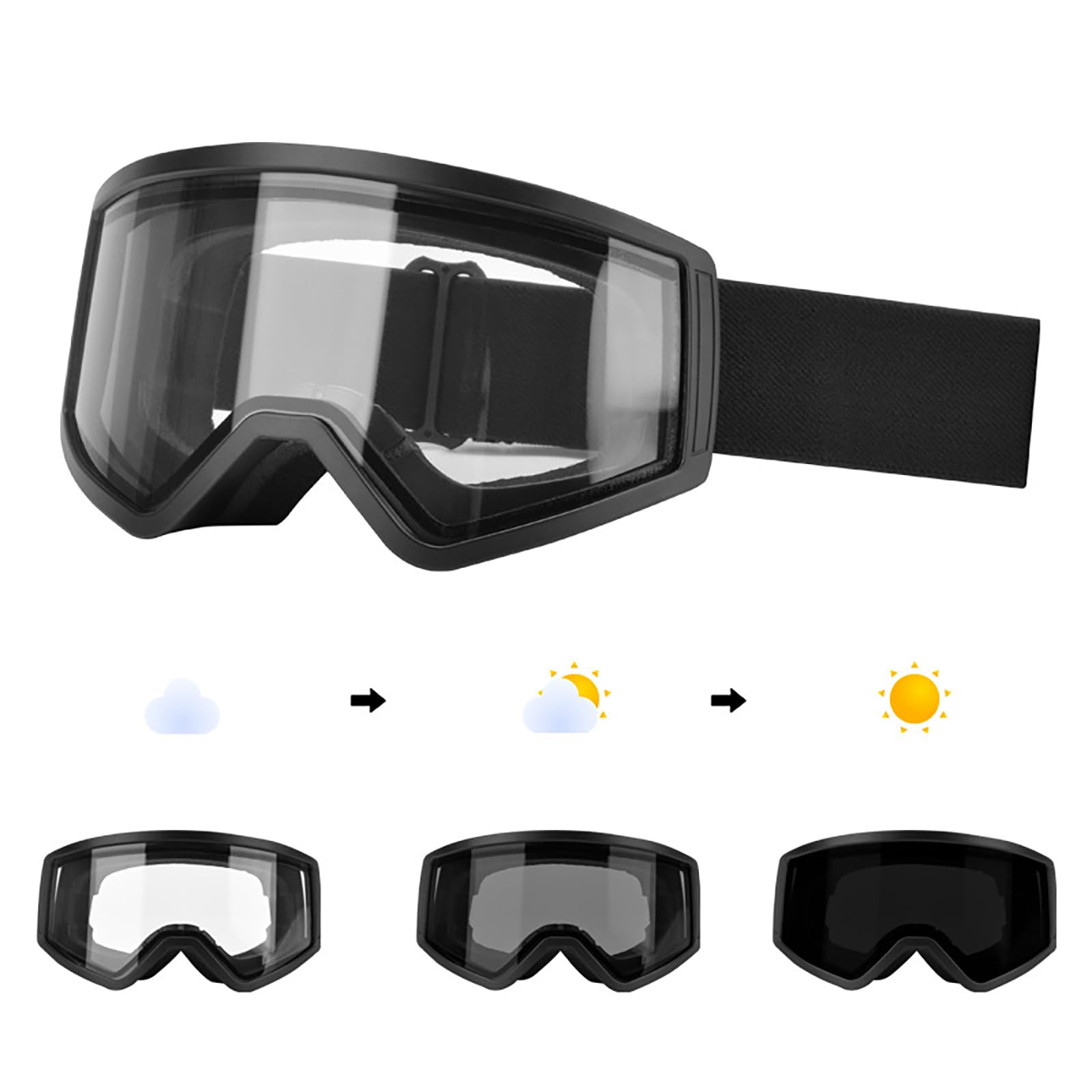 Lunettes de ski à double couche pour enfants - Lunettes de snowboard photochromiques - Coupe-vent