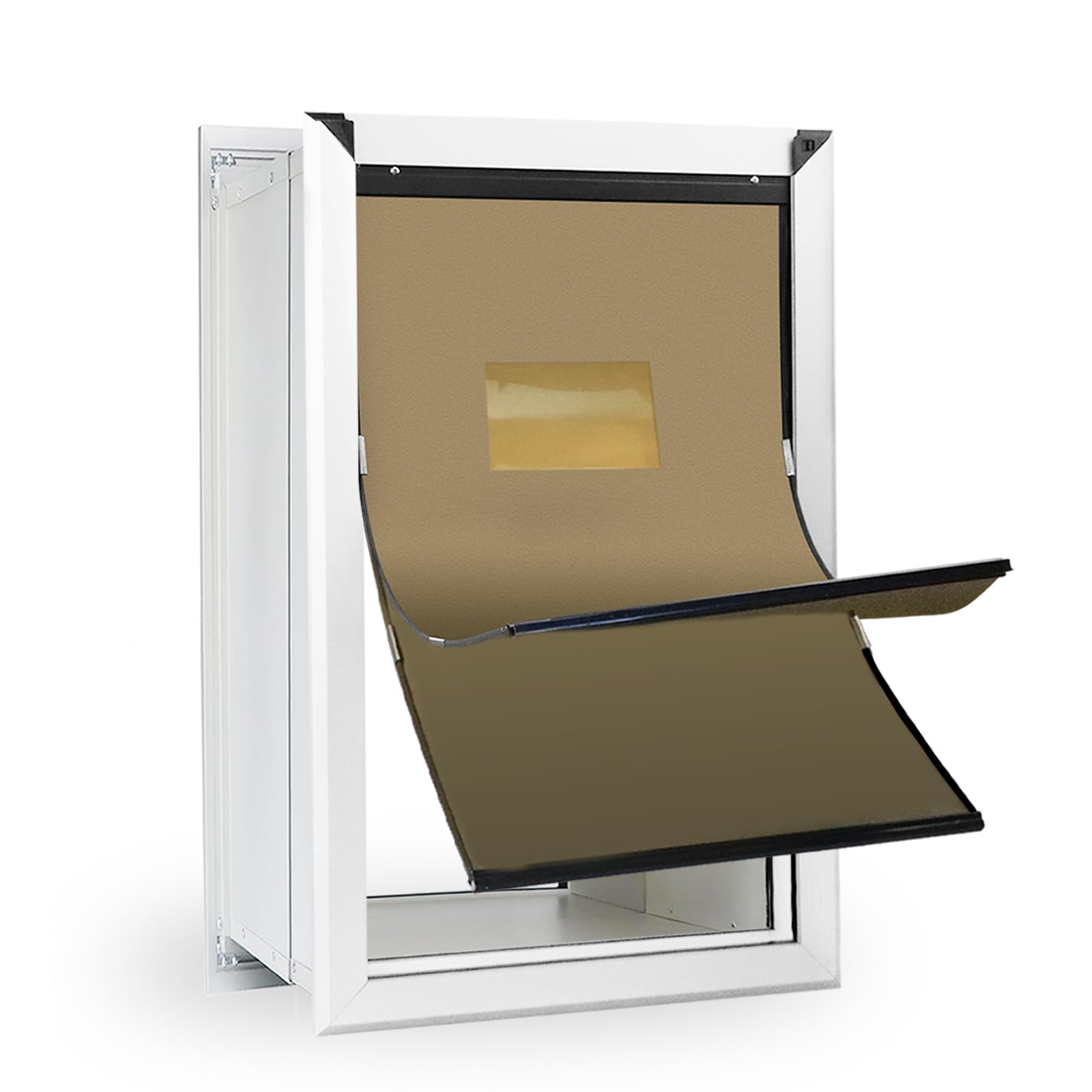 Wall Dog Door for Large Dogs- Aluminum Large Doggie Door for Wall - Wall Entry Pet Door with Weather Proof Flap, Security Panel