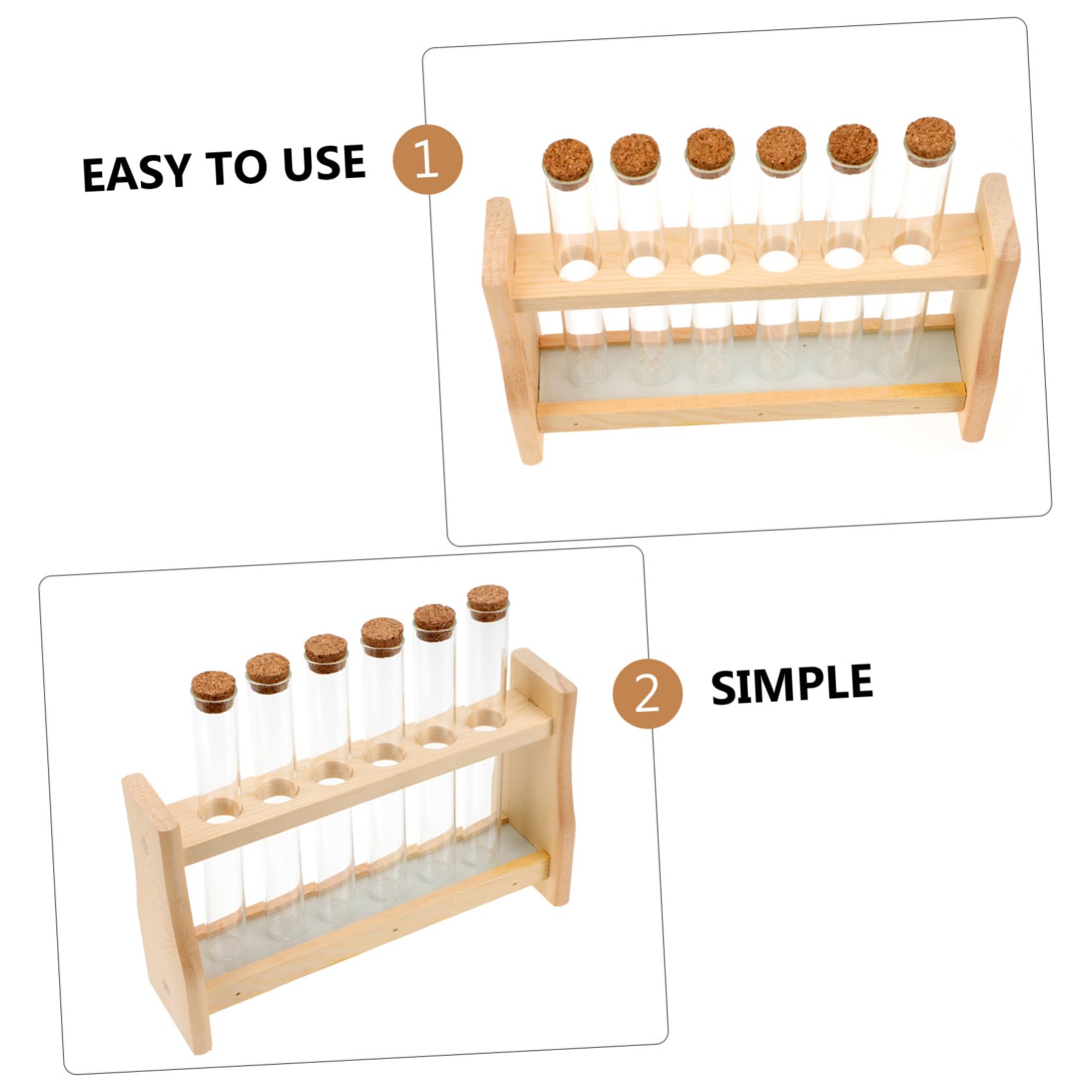 MAGICLULU Supporto per Provette in Legno e Vetro, Resistente alla Corrosione, per Bottiglie di Olio Essenziale e Provette, per Laboratorio e Scuola