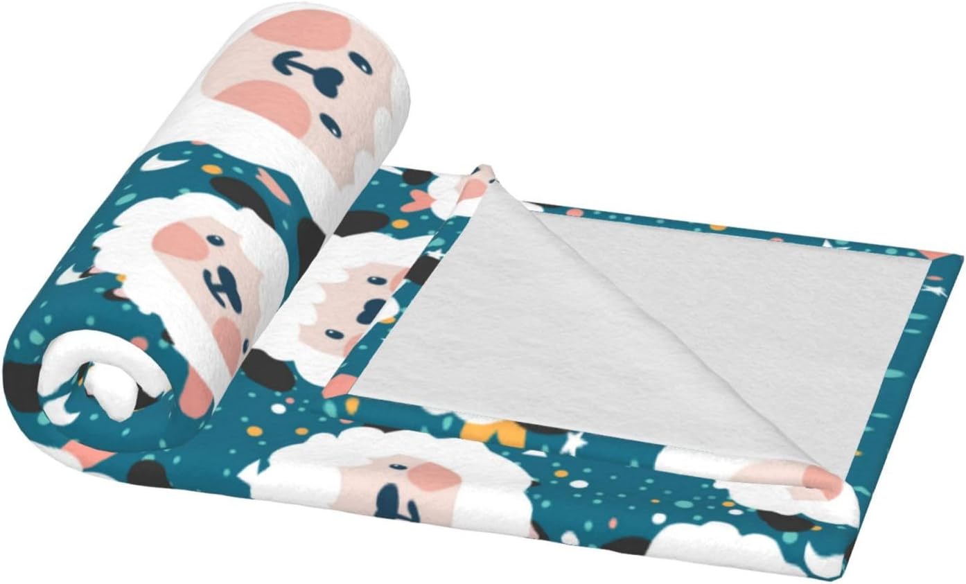 Cute Cartoon Sheep Throw Blanket for Bed Sofa Couch Blue Background Fleece Blankets Lightweight Soft Cozy 60"x50" - Image 3