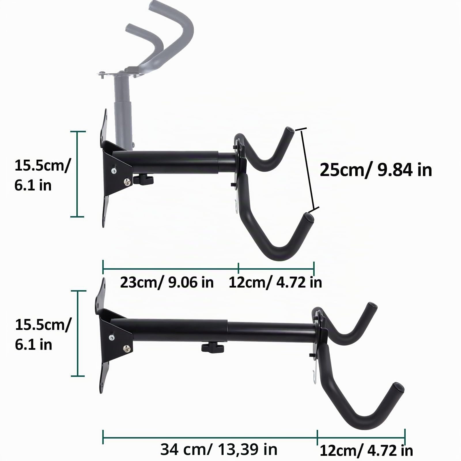Supporto da Parete Pieghevole per Biciclette da Strada, Montagna e Ibride - 2 Pezzi Poweka