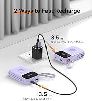 Kuulaa 10000 mAh Power Bank LED Kijelzővel - Mágneses Vezeték Nélküli Töltő Apple Watch és iPhone Készülékekhez - Beépített USB-C Kábellel,  6