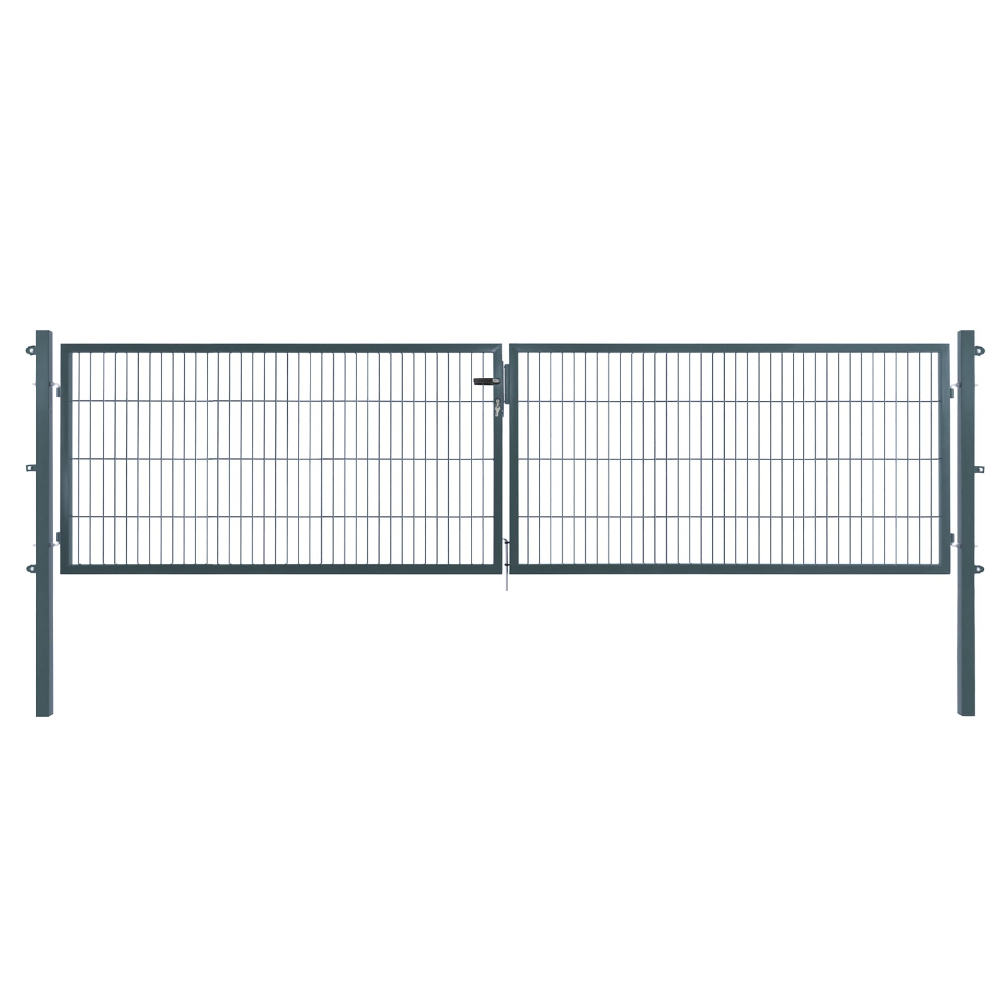 Doppeltor | extra breit, B400 x H80 cm | Anthrazit RAL 7016 | Doppelflügeltor inkl. Torpfosten & Schließzylinder | verzinkt & pulverbeschichtet | UV- und witterungsbeständig