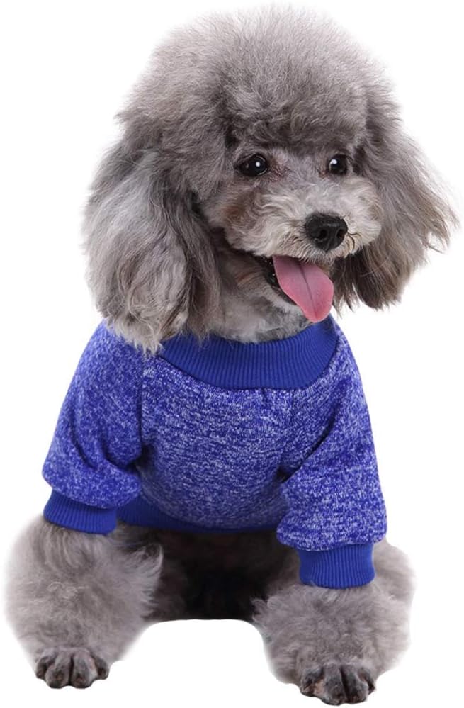 Pet Dog Classic Knitwear Sweater Warm Winter Puppy Pet Coat Soft Sweater Clothing for Small Dogs (XS, Dark Blue) - Image 5