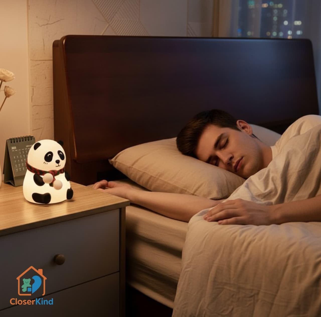 CloserKind Panda Night Lamp for Kids | Soft Silicone Touch Color Changing LED Rechargeable Night Light | Cute Animal Bedside Lamp for Baby Room, Girls & Boys | BPA-Free | Gift & Bedroom Decor 2