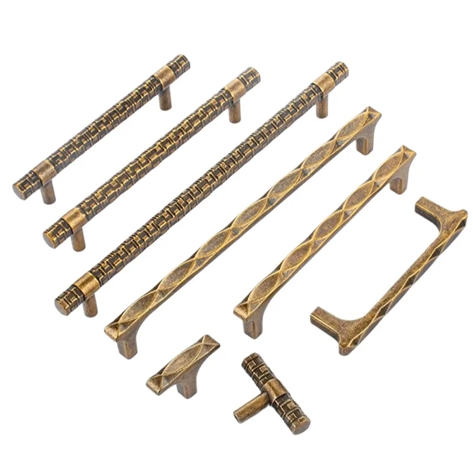 Kdhcvkz 8103-128Mm 1Pcs Antique Brass Color Wardrobe Handle American Hammered Kitchen Cabinet Door Pull Vintage Drawer/Shoe Rack Handle Furniture Handle(8103-128Mm)