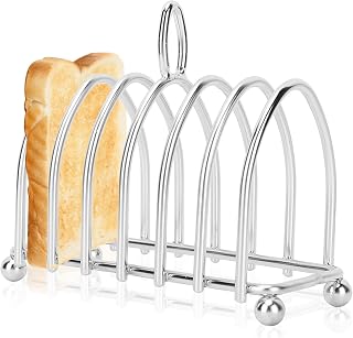 Stainless Steel Toast Rack Toast Cooling Holder, Multi Style Bread Rack with handle for Kitchen Dining Room or Bakery (Round Type)