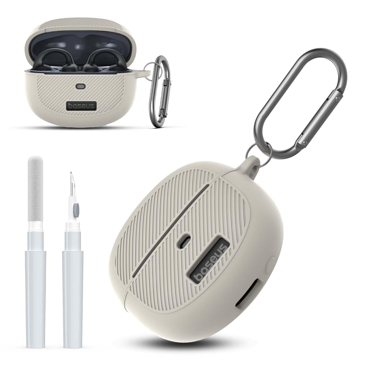 WADVCU for Baseus Bowie MC1 Case Cover with Cleaner Kit, Silicone Shockproof Protective Logo Visible Design Cover Compatible with Baseus Bowie MC1