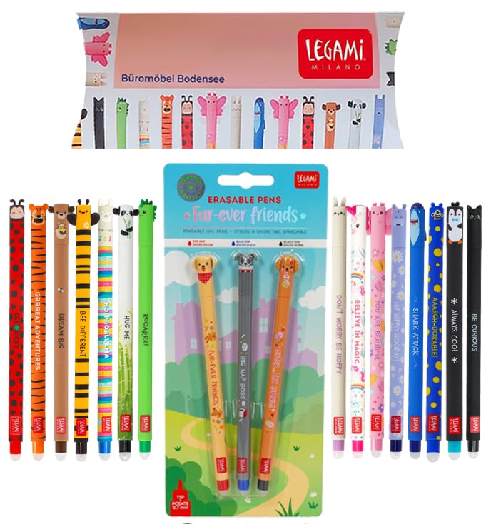 LEGAMI Set mit 18 radierbaren Gelstiften inkl. Fur ever Friends & Geschenkbox