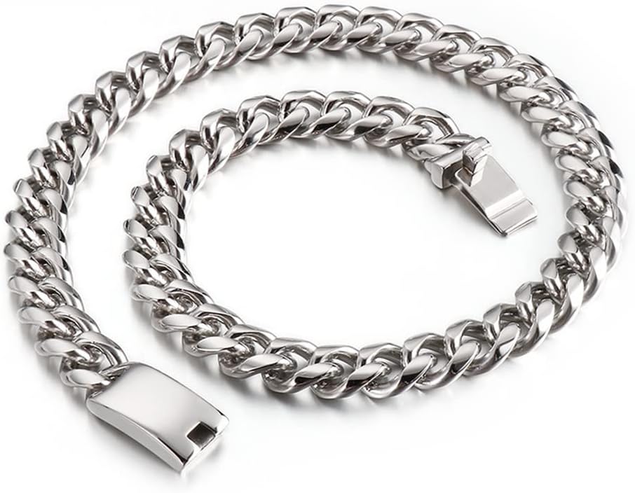 Qiaonitu 13/15mm Heavy Punk Men Curb Cuban Link Chain Necklace Stainless Steel Hiphop Jewelry Colar Male Bike Biker Long Necklaces Jewelry