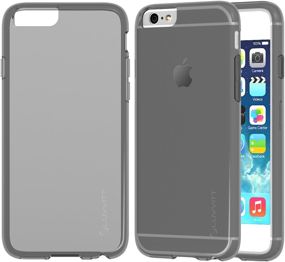 - LUVVITT [Frost Soft Slim Transparent TPU Rubber Case Flexible Shock Absorbing Cover Designed for iPhone 6/6s Plus (5.5) Transparent Black