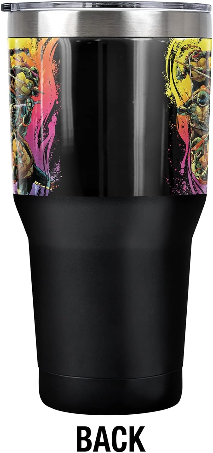 Teenage Mutant Ninja Turtles TMNT OFFICIAL Gradient Group Splash 30 oz Travel Tumbler, Stainless Steel, Vacuum Insulated with Leak Resistant Slide-Lock Lid