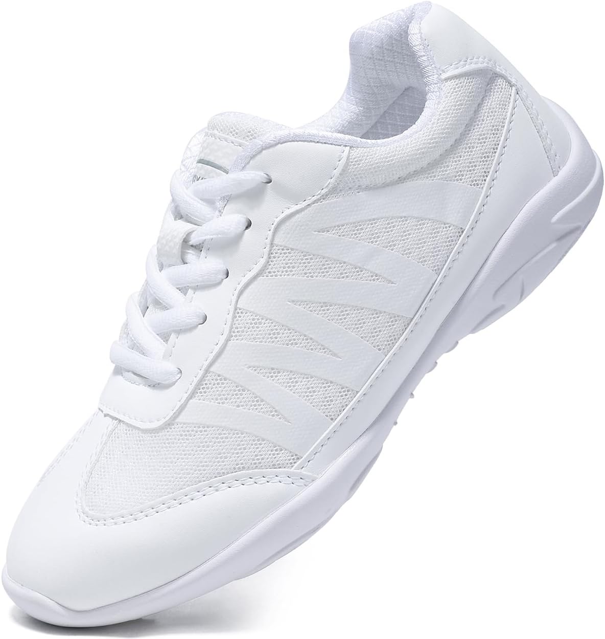 TUOTOM ホワイトチアシューズ 女の子用 軽量 ユース キッズ チアリーディングスニーカー ヒップホップ ダンスシューズ タンブ