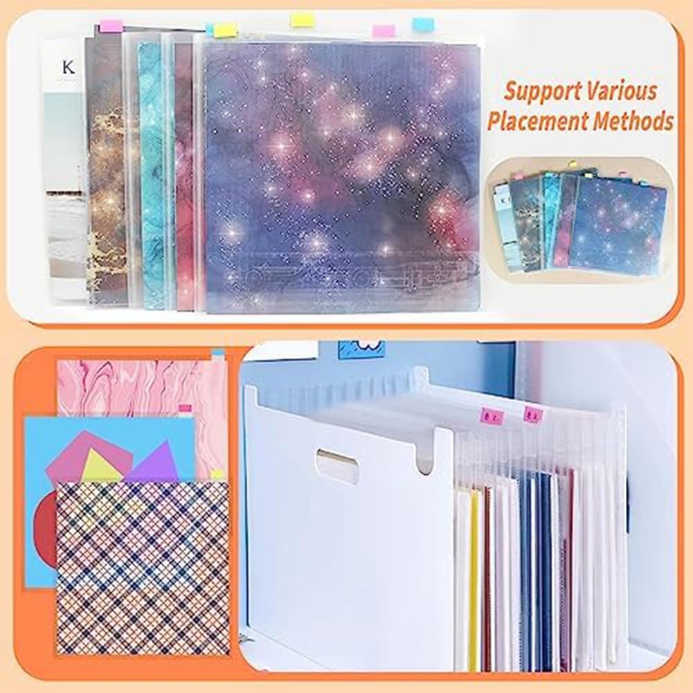 Thenshop Lot De 12 Organiseurs De Rangement Pour Papier De Scrapbooking 30,5 X 30,5 Cm Avec Onglets Pliables Pour Feuilles De Vinyle