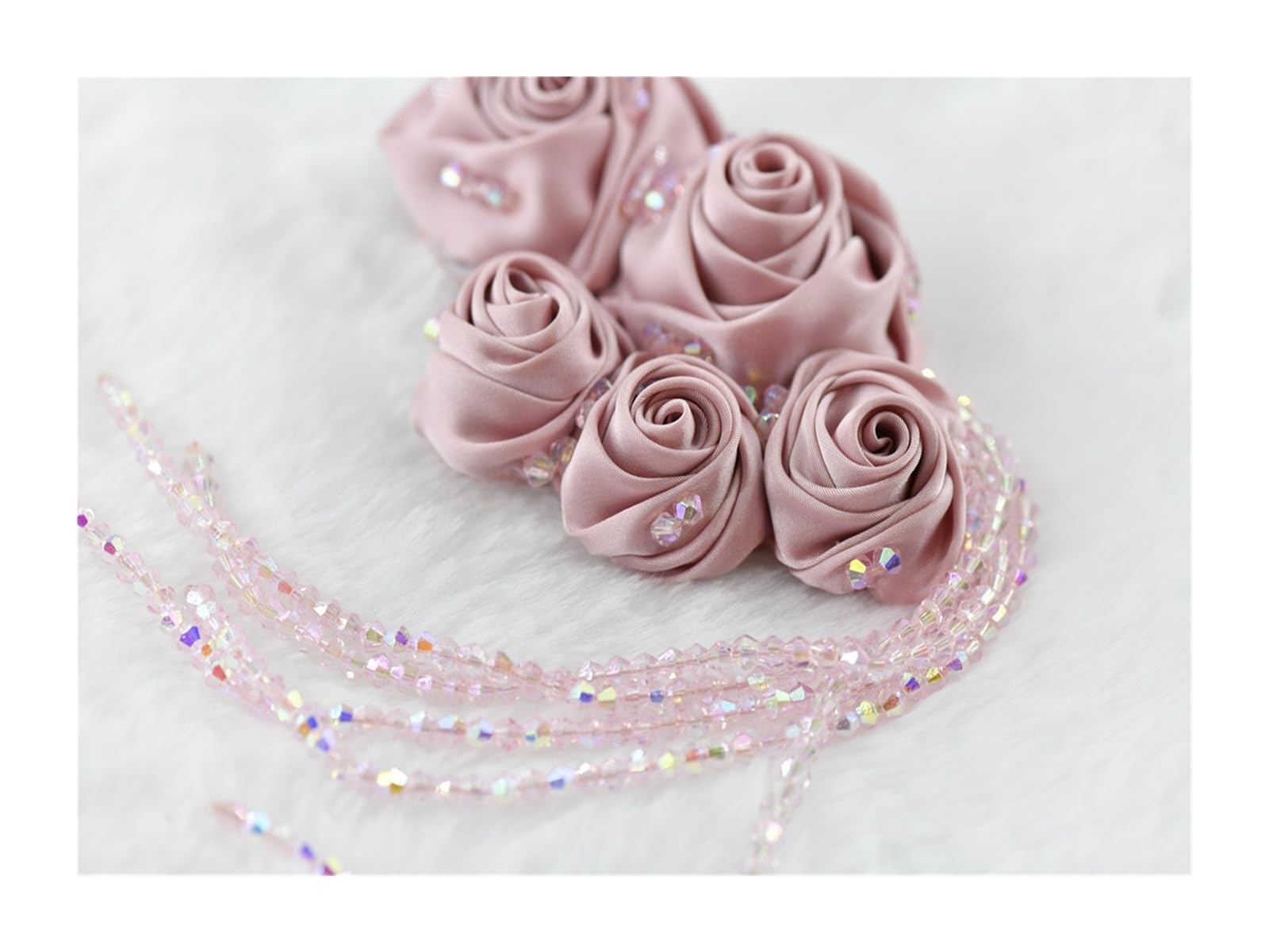 Stoffblumen 1 Stück mit Strass-Rosenblume. Elegante Ansteck-Corsages for Hochzeiten und Veranstaltungen. Einfach zu tragen, perfekt for Tanz und Feiern(Light pink)