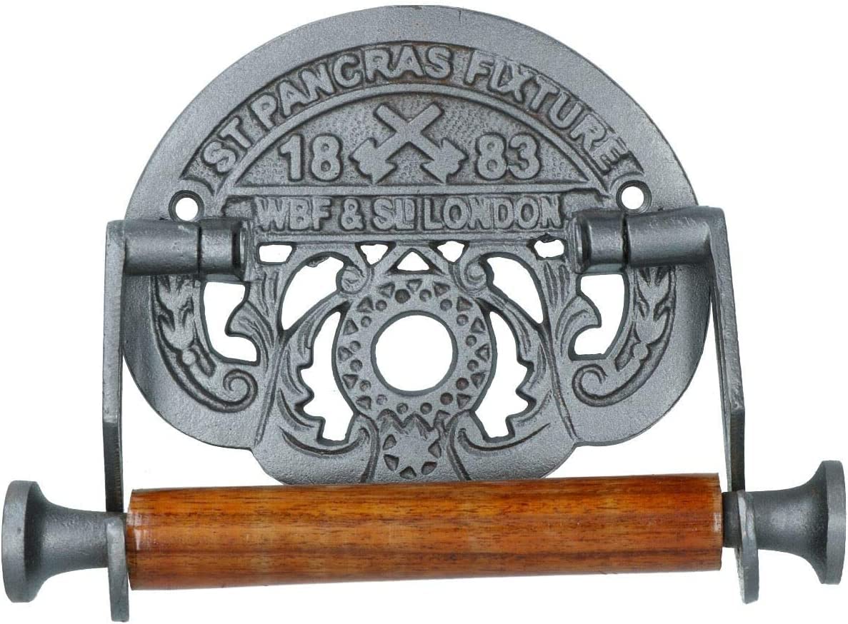 St. Pancras Fixture Toilet Paper Holder Made of Iron & Wood