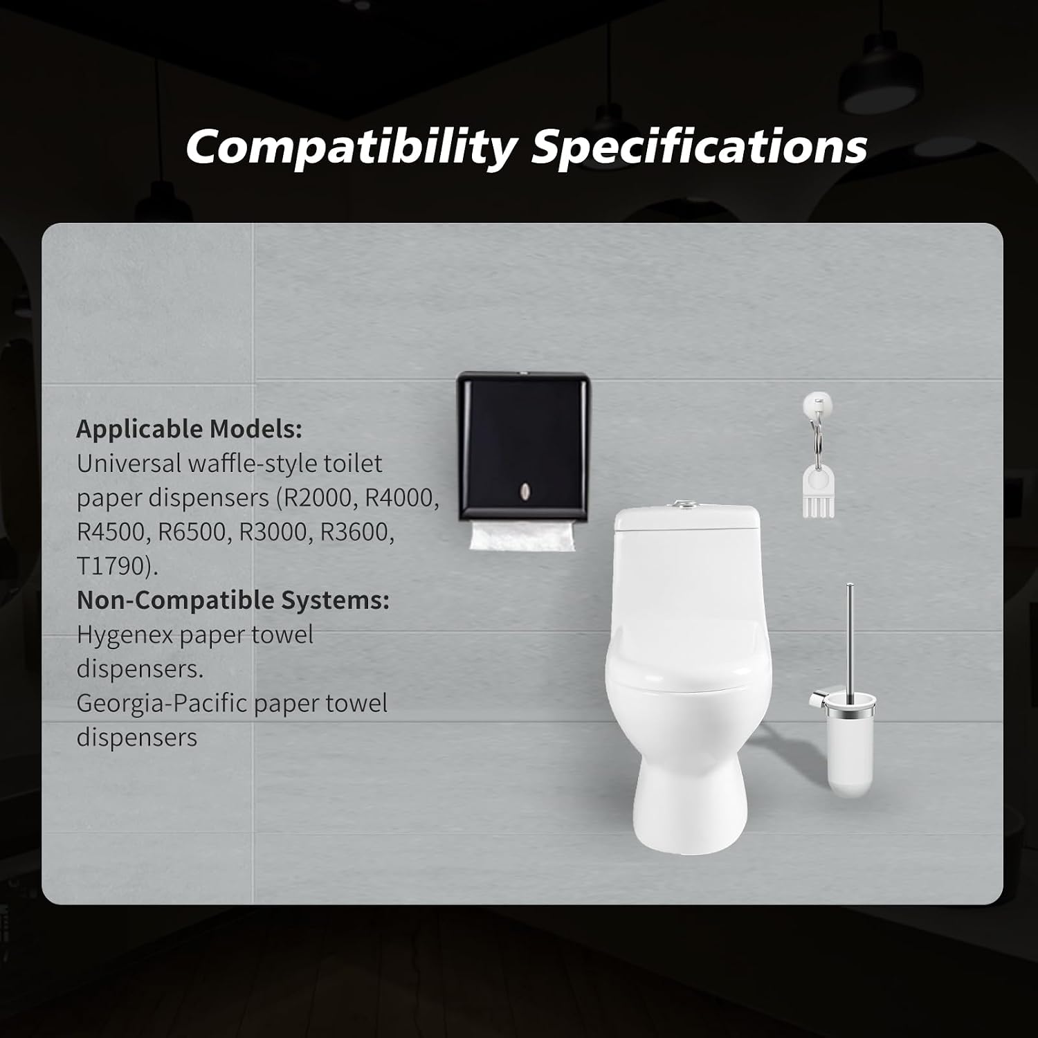 8PCS Paper Towel Dispenser Key, Universal Dispenser Replacement Key Compatible for Most Toilet Paper Dispensers, Toilet Paper Holder Key,Tissue Dispenser Key with 5Pack Keychain image 4