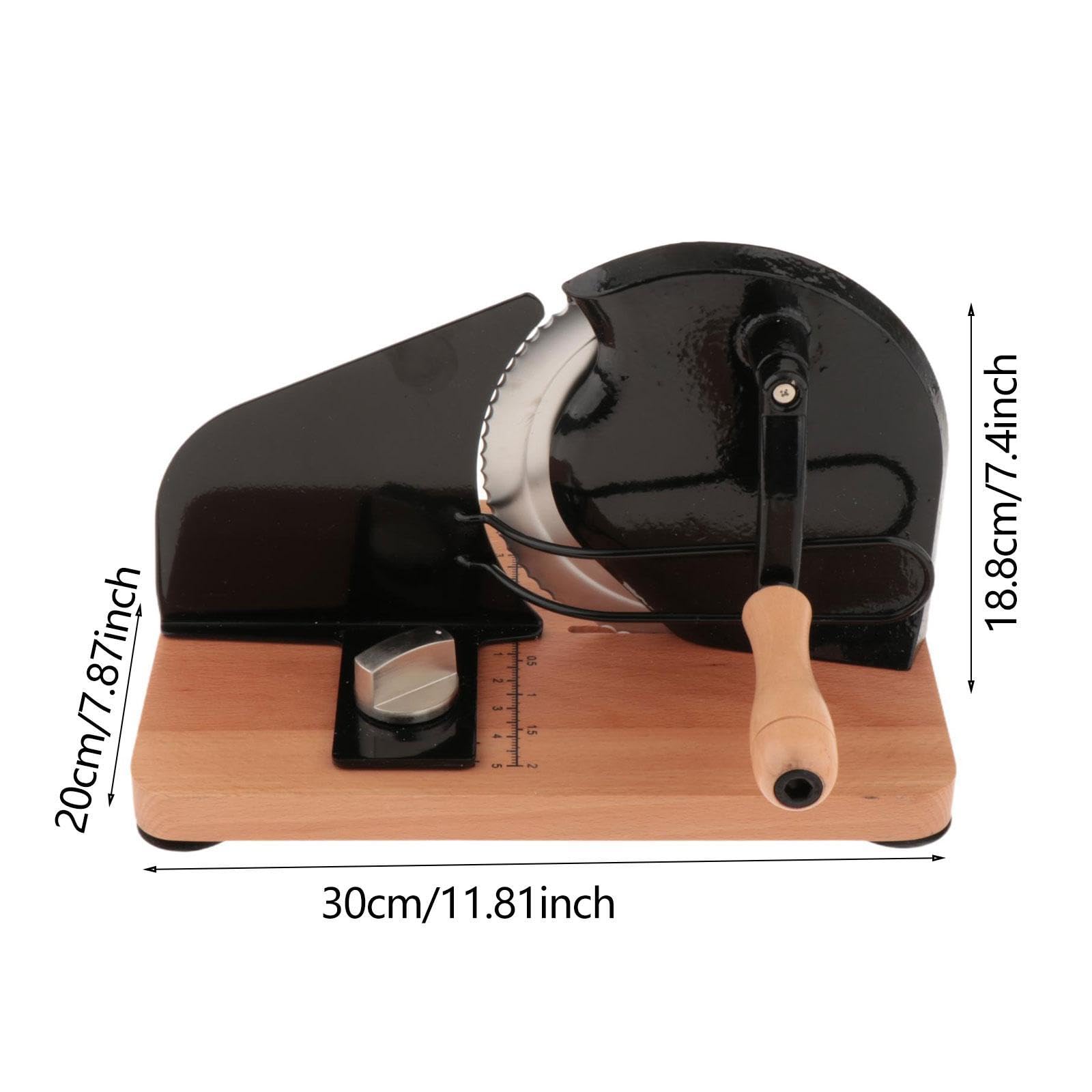 Cortador de Pan Manual Rebanadora Ajustable con Base Antideslizante Escala Incorporada Madera y Acero Inoxidable Adecuado Casero Cocina, Negro, Individual