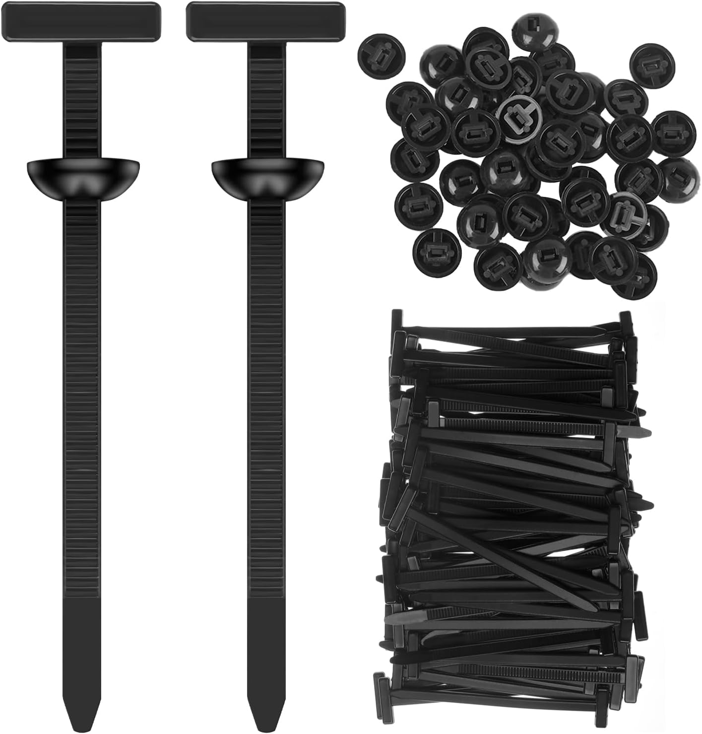 Rindion 150pcs Nylon Universal Cable Tie Buckle, Heavy Duty Self-Locking Car Zip Ties With Pin & Button Design, Cable Tie Buckle Zip Tie for Car Daily Repair, Workshop, Daily Use