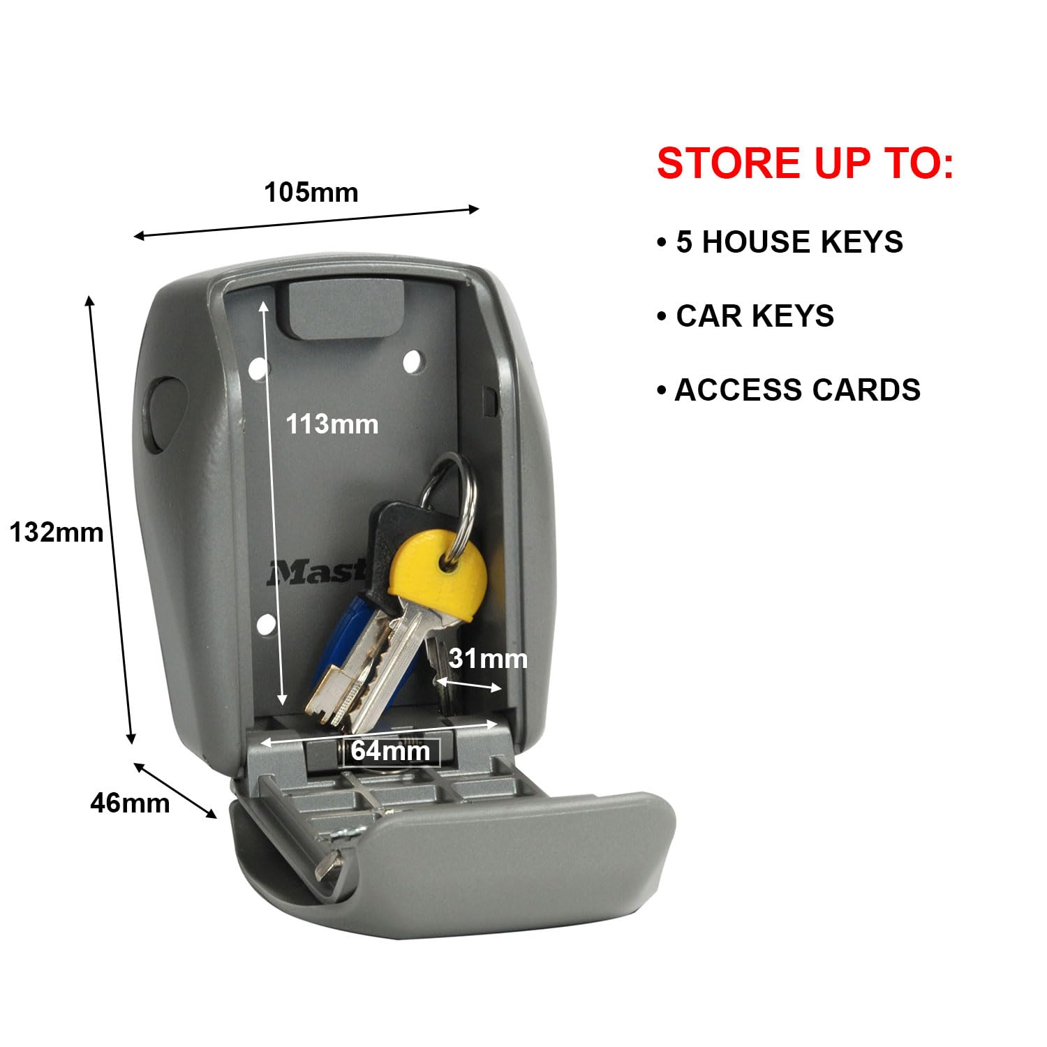 MASTER LOCK Reinforced Security Key Safe, Certified, Weatherproof, Wall Mounted, Grey, Extra Large - Image 3