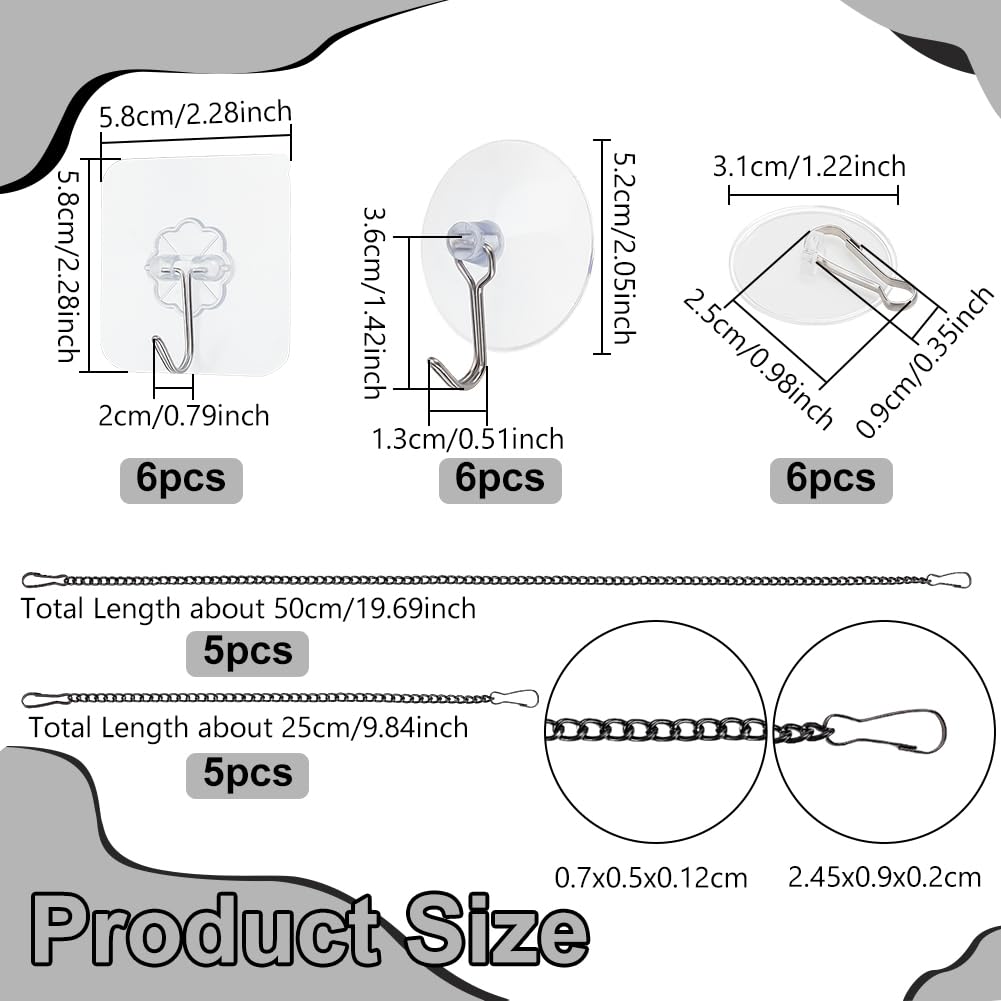 Set 4 Catene Metalliche Con Ventose Per Appendere Decorazioni Alla Finestra - 50,8 Cm - Ideali Per Acchiappasole, Vetrate E Pannelli