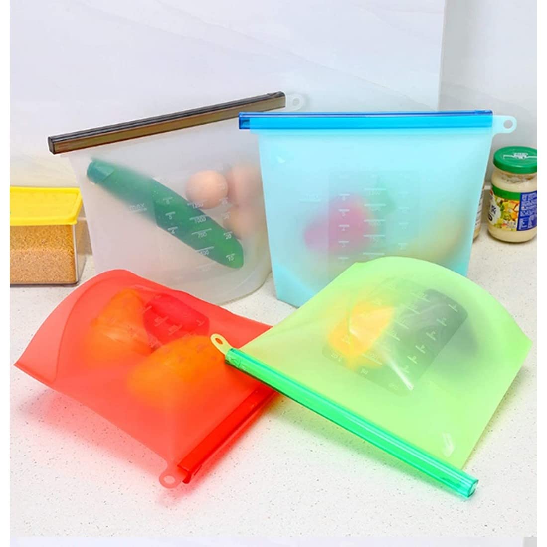 UGU ZONE Silicone Vegetable Food Storage Bag Refrigerator Bags (Multi) 1