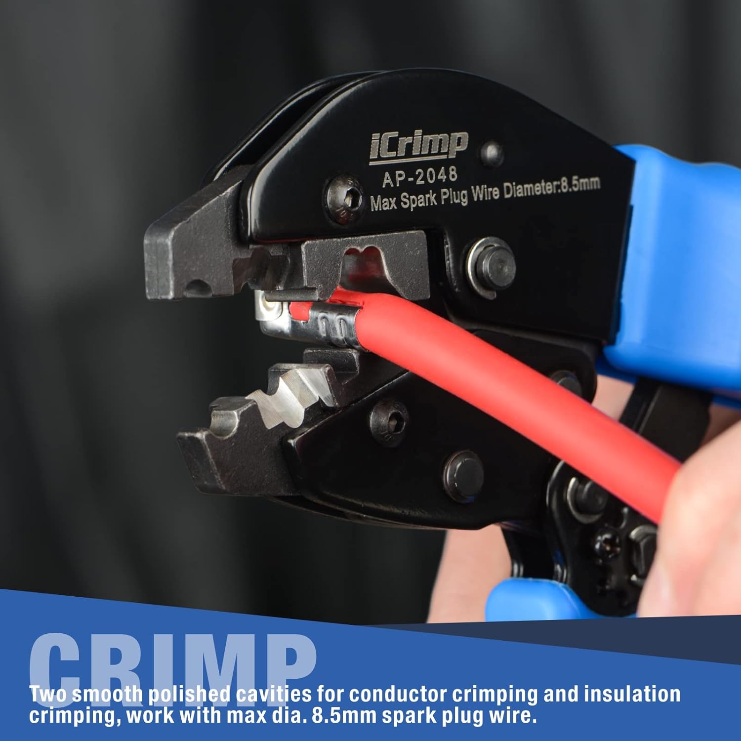 iCrimp Ratcheting Spark Plug Connector Crimper for Ignition Cable and Spark plug wires Maximum Diameter 8.5mm
