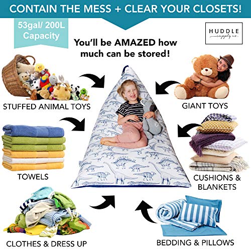 image for HUDDLE Supply Co Stuffed Animal Storage Bean Bag Chair Designer Stuffa