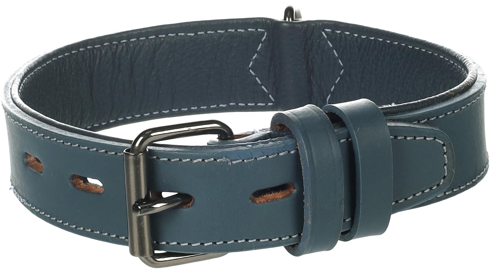 Flamingo Dog Collar Padded Wide Denver Blue M 38-47cm 35mm