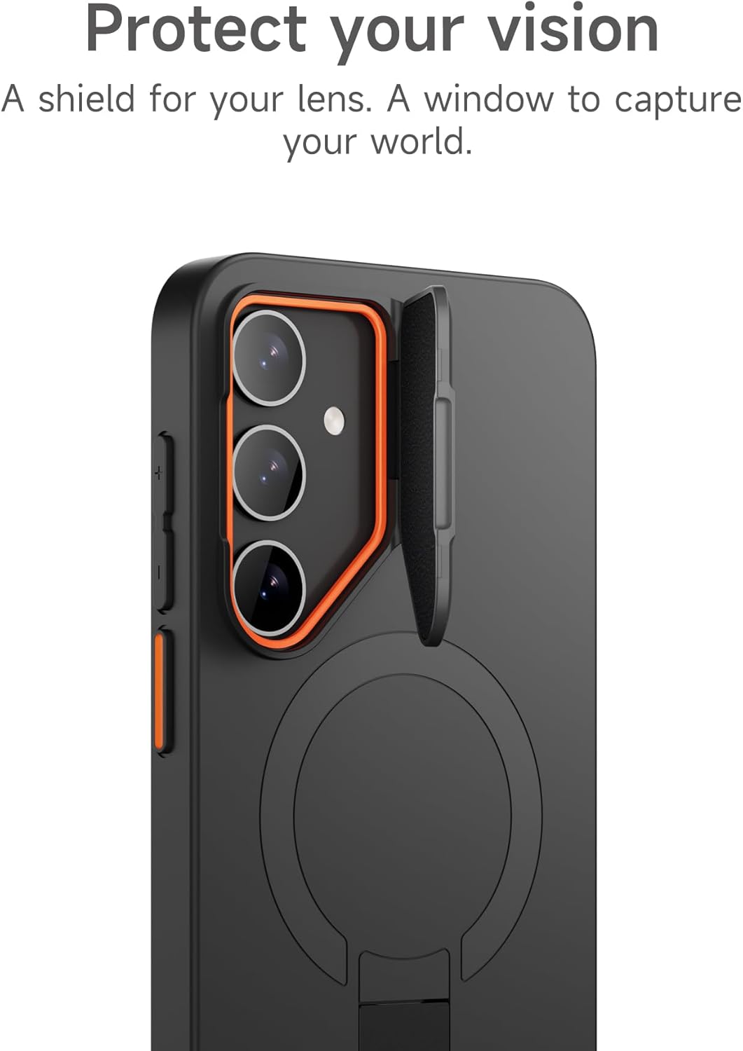 SURITCH for Samsung Galaxy S24 Plus Phone Case, Magnetic Protective Cover with Camera Cover & Adjustable Metal Kickstand for Galaxy S24 Plus (2024)-Black