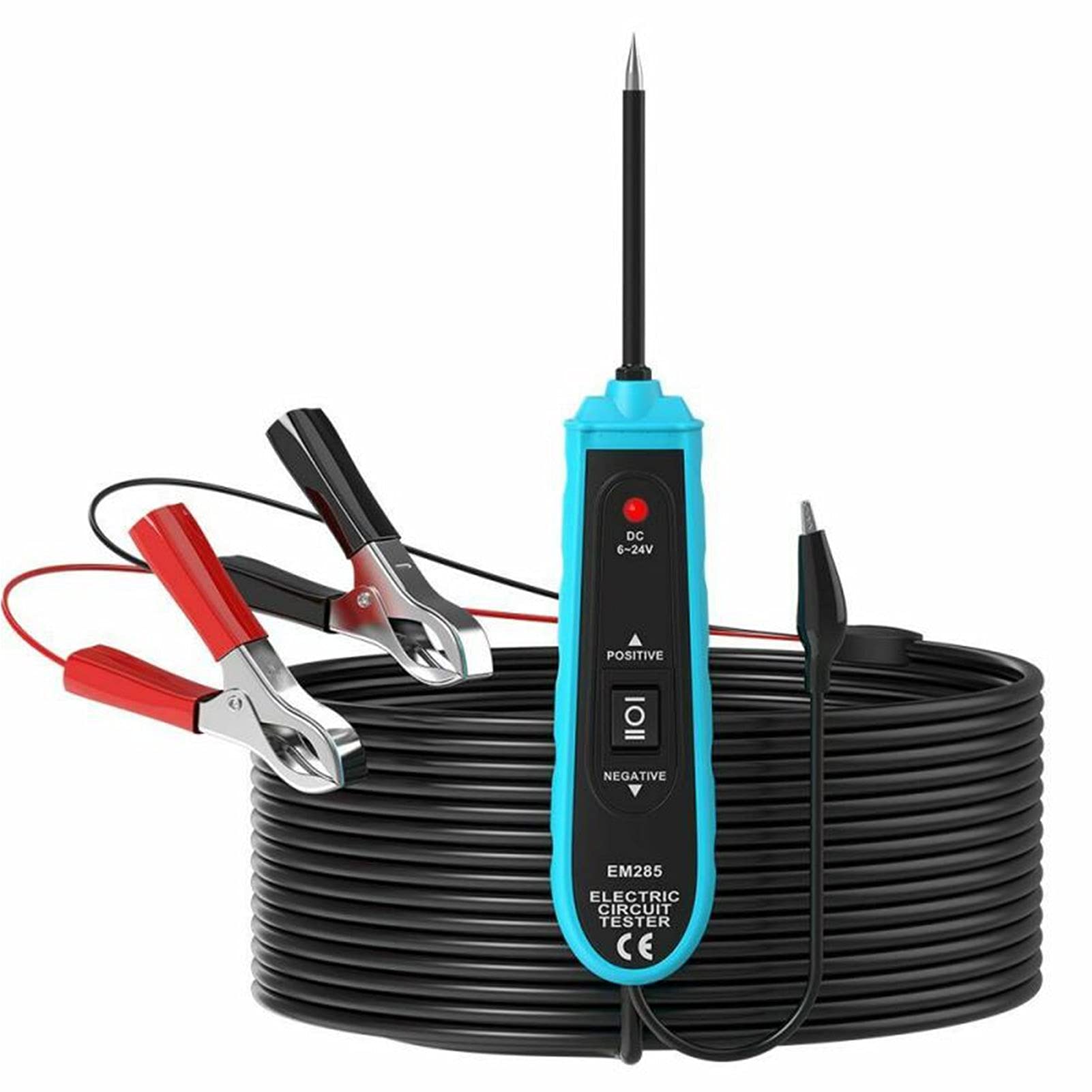 EM285 Tester per circuiti elettrici per auto 6‑24 V Protezione sovraccarico Sonda per circuito staccabile Strumento diagnostico elettrico automobilistico per professionisti