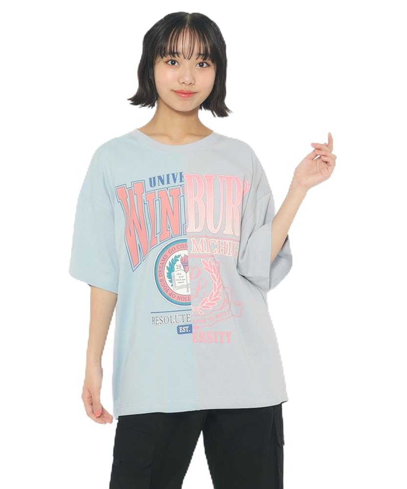 R♡R★今季新作ミックス アルジ－ ピンクラテ★ハ－トTシャツコ－デセット Amazon | [ピンクラテ] リメイク風Tシャツ ブルー（091） 15