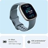 Google Fitbit Versa 4 Fitness Smartwatch with built-in GPS and up to 6 days battery life - compatible with iOS 15 or higher & Android OS 9.0 or higher, Waterfall Blue/Platinum - 2
