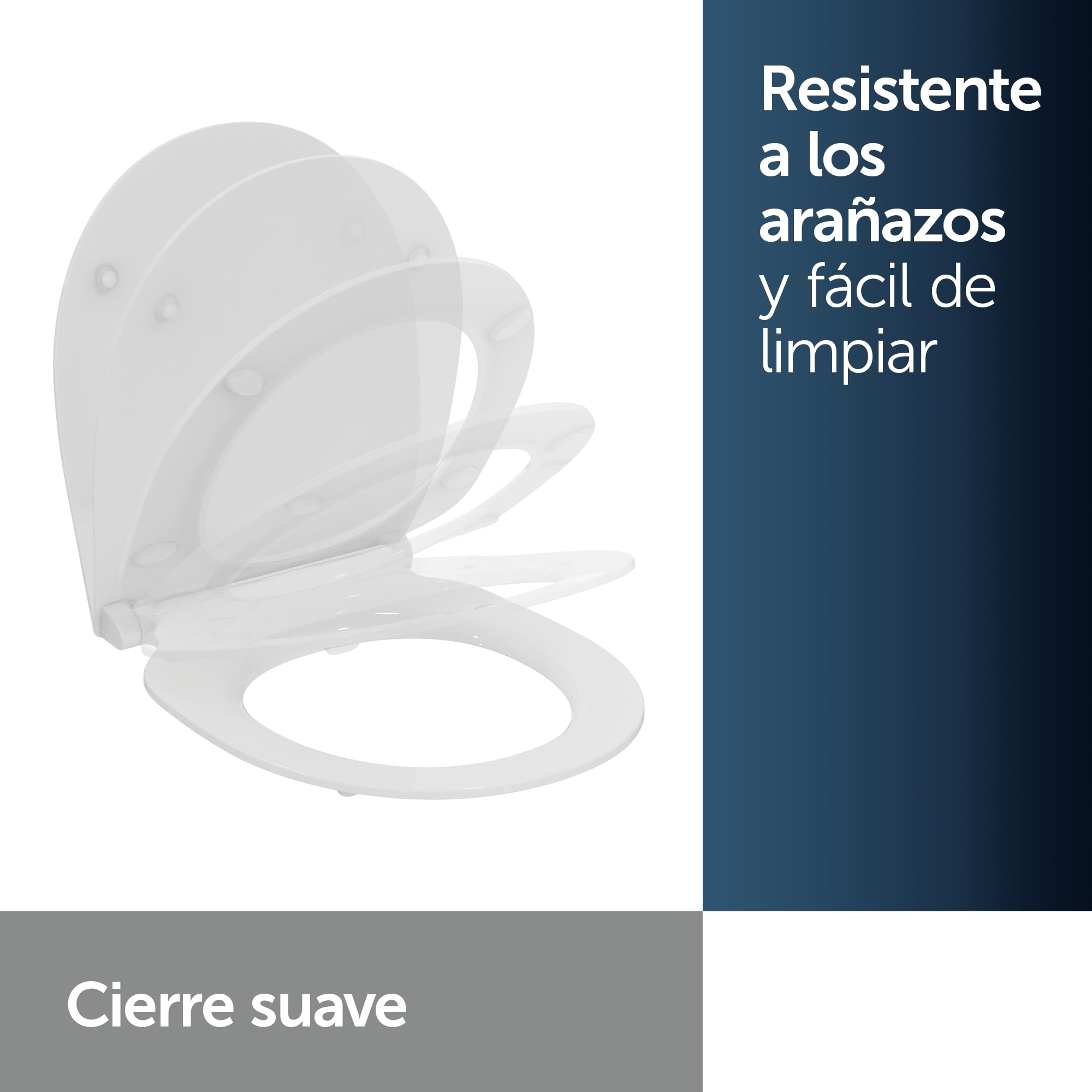 Ideal Standard Universal asiento de inodoro, Slim – Blanco (Smartguard+) | Con mecanismo de cierre suave (Softclose), asiento ovalado extraíble para una limpieza sencilla, antibacteriano, E3746HY