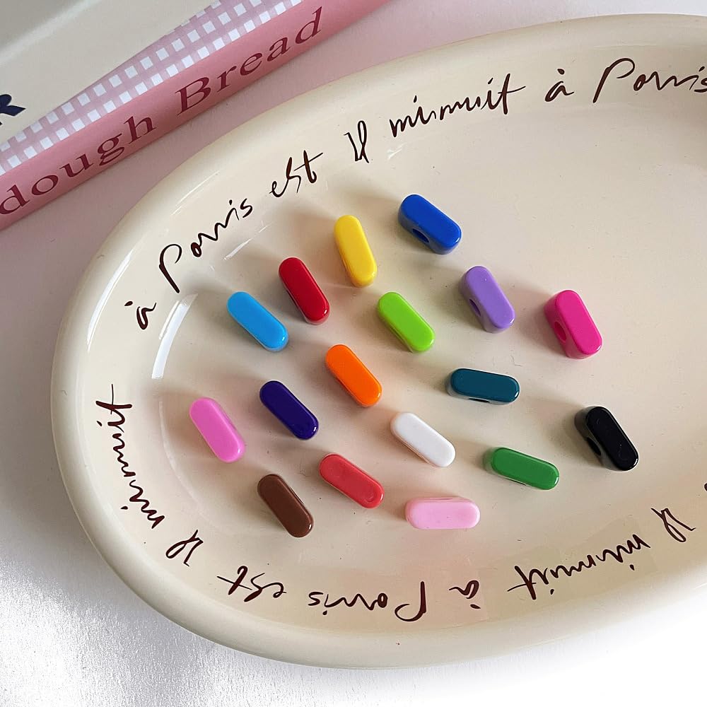 DanLingJewelry Approx 240Pcs Random Opaque Acrylic Letter I Large Hole Beads Candy Colour Alphabet Letter European Beads for DIY Bracelets Making Crafts