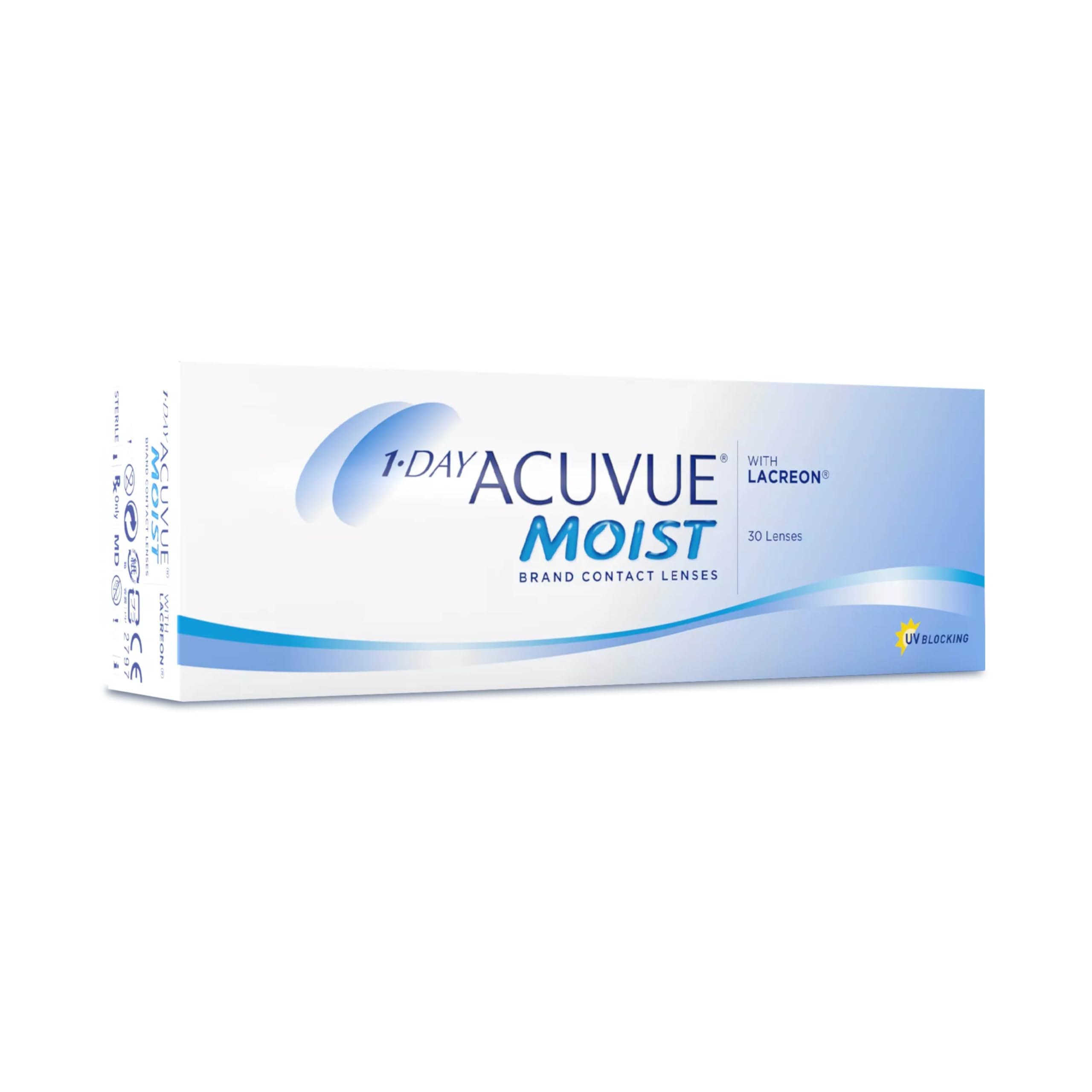 ACUVUE MOIST 1-Day Tageskontaktlinsen für empfindliche Augen & Allergiker – Tageskontaktlinsen mit -3.75 dpt und BC 8.5 – UV Schutz & Komfortables Tragegefühl – 30 Linsen