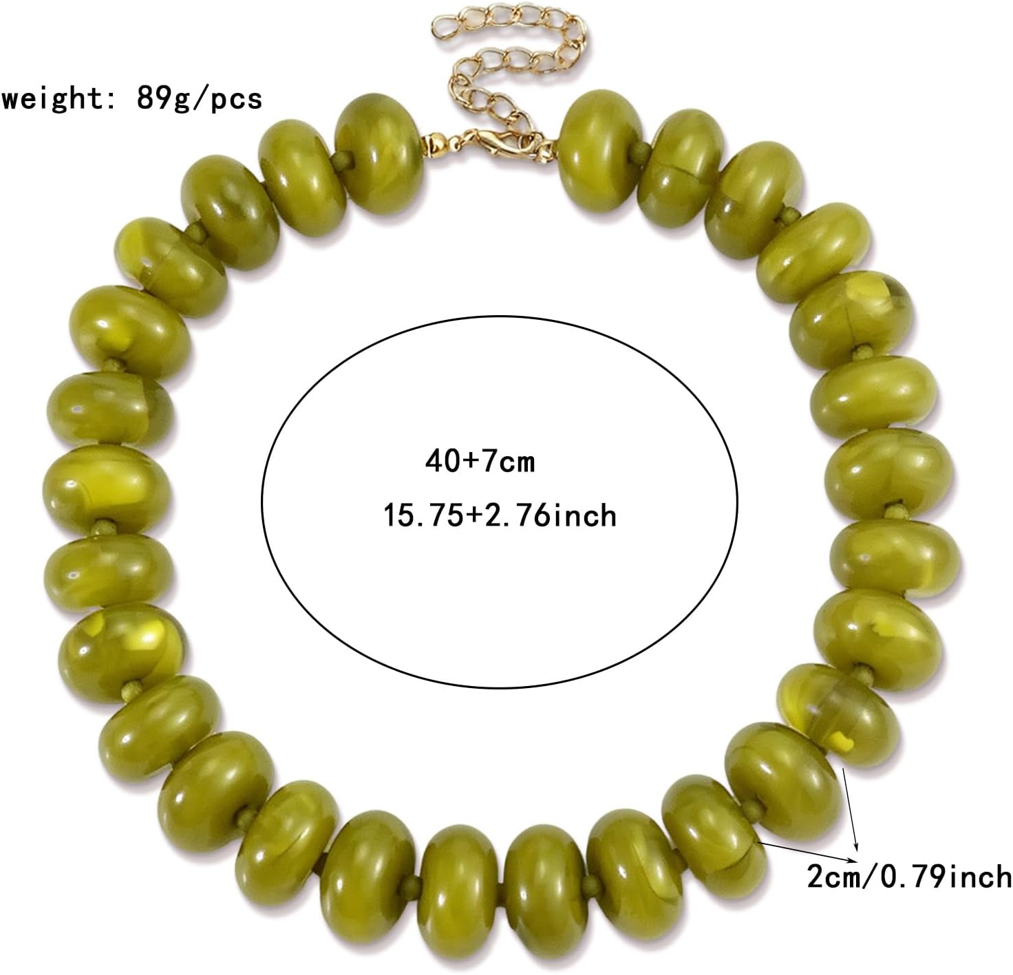 Chunky Beaded Necklace for Women Large Colorful Resin Bead Necklace