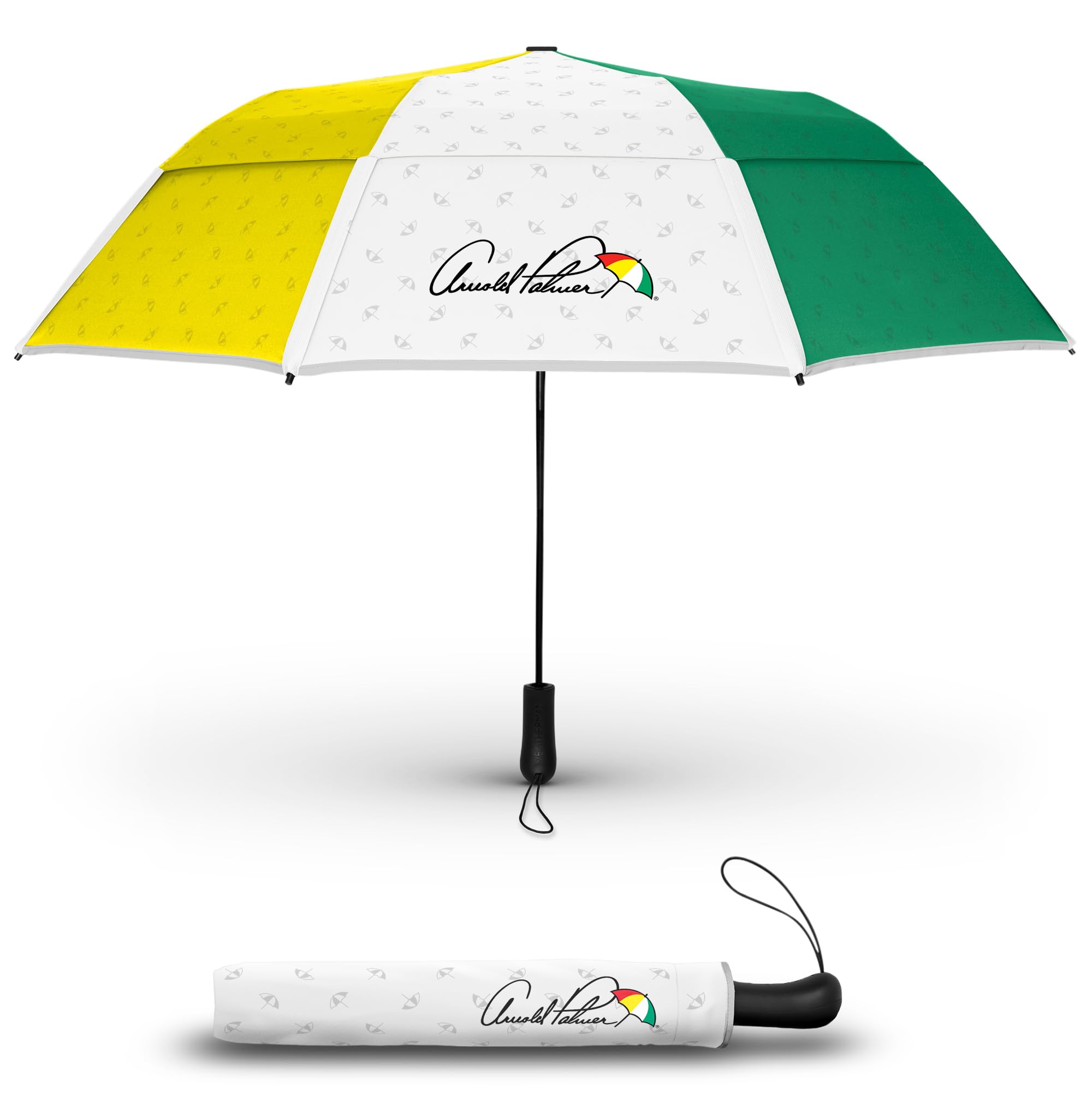 Weatherman Classic Arnold Palmer Compact Collapsible Umbrella For Car And Backpack - Windproof, Resists Up To 55 Mph Winds - Protection From Wind, Rain & Sun (Classic)