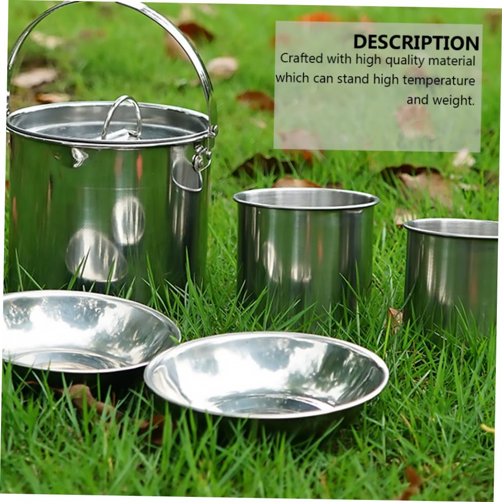 Vaisselle camping acier inoxydable robuste, kit 5 pièces durable et chic - 5