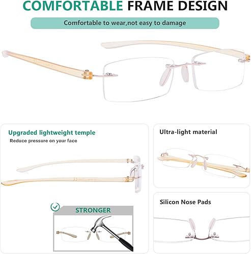 Miniatura 4 de Eyekepper - Gafas de lectura con lentes pequeños sin marco para hombres y mujeres