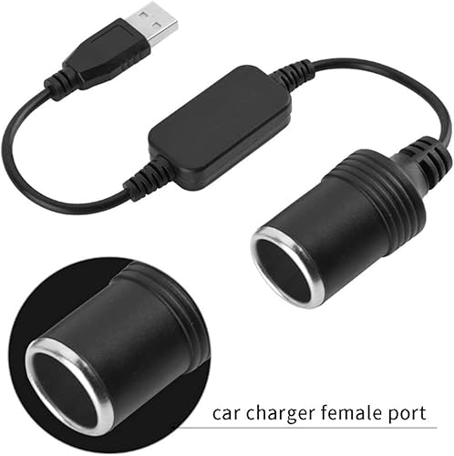 Miniatura 3 de USB A macho a 12 V para encendedor de cigarrillos de automóvil, cable convertidor de alimentación hembra, apto para grabadora de conducción, perro