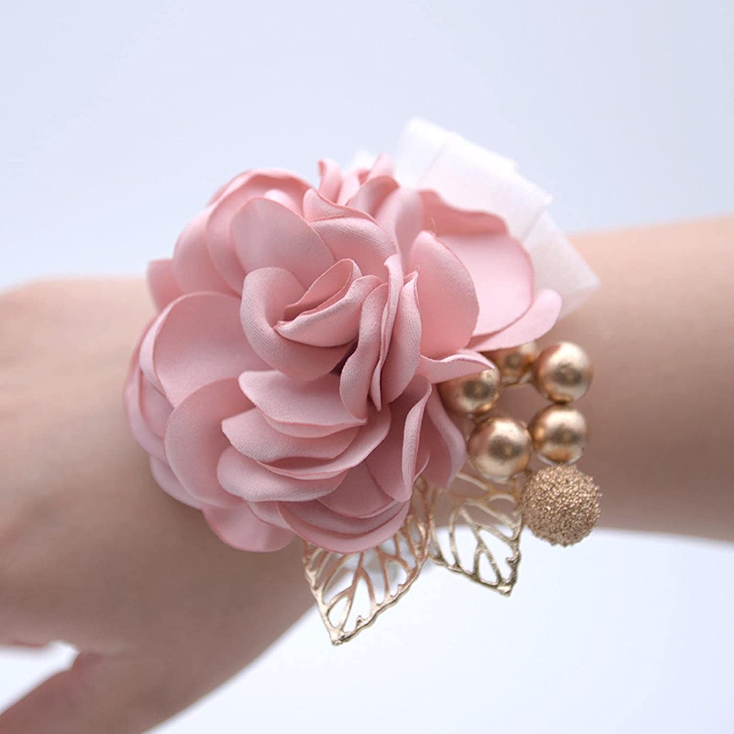 Handgelenkskorsagen für Hochzeiten， Mädchen Brautjungfer Handgelenk Blumen Hochzeit Prom Party Corsage Armband Stoff Hand Blumen Hochzeit Versorgung Zubehör(A Corsage 4)