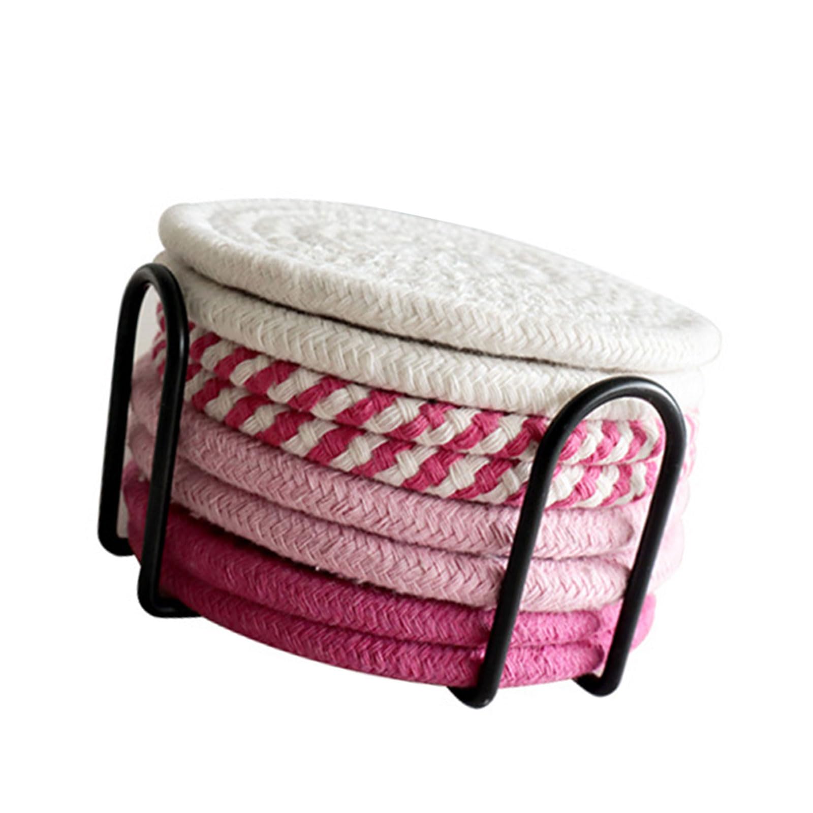 degreased cotton rope coaster set placemats with storage rack - degreased cotton rope coaster set