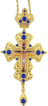 Orthodox Cross Pendant.Durable and Elegant Religious Jewelry for Churches,Weddings,Funerals,6.9In*3.3In blue